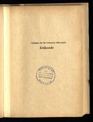 Erdkunde : Lehrplan für die erweiterte Oberschule