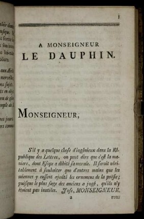 A Monseigneur Le Dauphin.