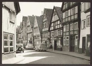 Fachwerkhäuser in der Krumme Straße. Detmold. Papierabzug