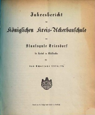 Jahresbericht. 1874/75