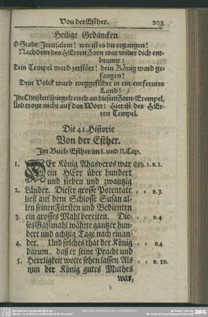 Die 41. Historie. Von der Esther
