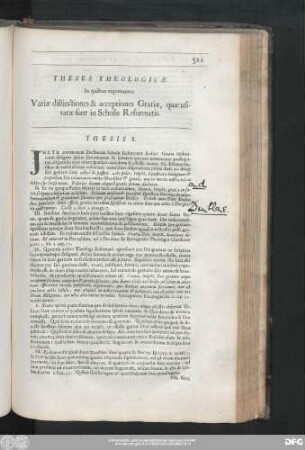 Theses Theologicae In quibus exponuntur Variae distinctiones & acceptiones Gratiae, quae usitatae sunt in Scholis Reformatis.