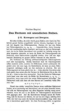 Fünftes Kapitel. Das Rechnen mit unendlichen Reihen.