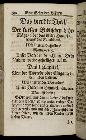 Das vierdte Theil/ Der kurtzen Biblischen Lehr-Sätze/ über das dritte Hauptstück des Catechismi.