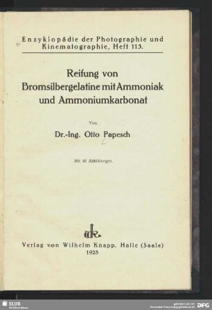 Reifung von Bromsilbergelatine mit Ammoniak und Ammoniumkarbonat