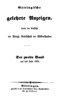 1853,2: Göttingische gelehrte Anzeigen