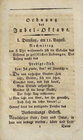 Ordnung der Geistes-Uebungen und der übrigen Jubel-Feyer der vereinten Marianischen Sodalität zu Bamberg