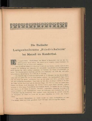 Die Badische Lungenheilstätte "Friedrichsheim" bei Marzell im Kanderthal.