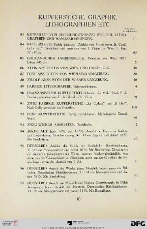 Kupferstiche, Graphik, Lithographien etc. (Nr. 83-109)