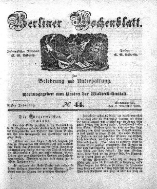 No. 44, Sonnabend, den 2. November 1839.