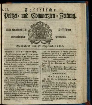 Nr. 73, Sonnabend, den 9ten September 1820