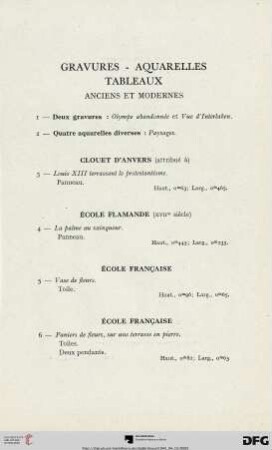 Gravures - Aquarelles - Tableaux (Nr. 1-21)