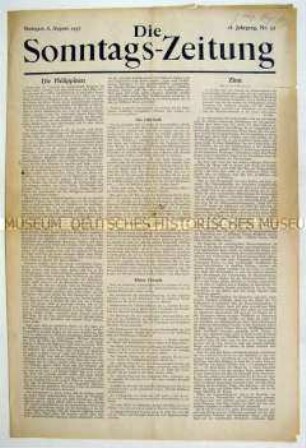 Wirtschaftspolitisches Wochenblatt "Die Sonntags-Zeitung"