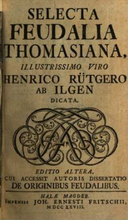 Selecta Feudalia Thomasiana, [1]
