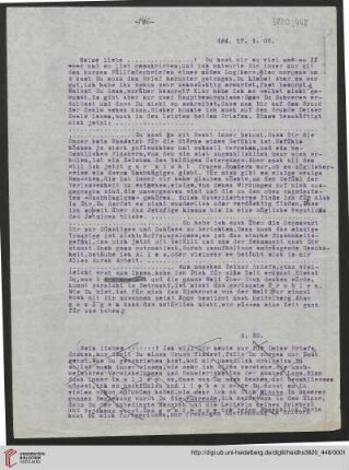 Heid. Hs. 3820,448: Brief von Emil Lask an unbekannte Frau