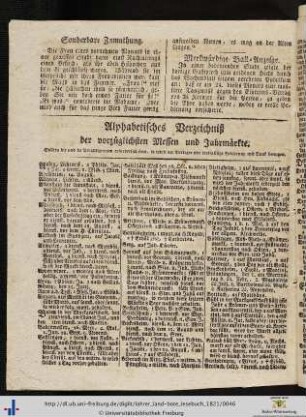 Alphabetisches Verzeichniß der vorzüglichen Messen und Jahrmärkte.