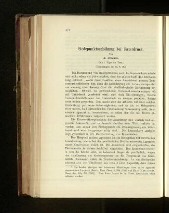 Siedepunkterhöhung bei Unterdruck.