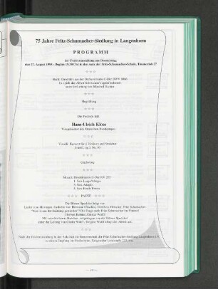 75 Jahre Fritz-Schumacher-Siedlung in Langenhorn Programm