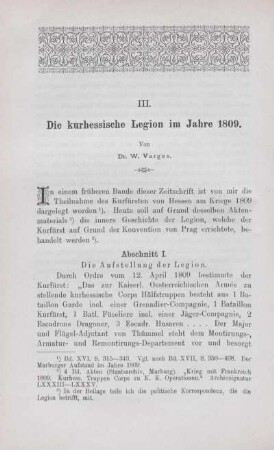 III. Die kurhessische Legion im Jahre 1809.
