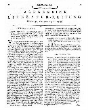 Der Philosoph für die Welt / hrsg. von Johann Jakob Engel. - Verm. u. verb. Ausg. - Leipzig : Dyk Th. 1-2. - 1787