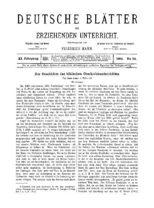 Zur Geschichte der biblischen Geschichtsunterrichtes : (Fortsetzung)