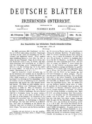 Zur Geschichte der biblischen Geschichtsunterrichtes : (Fortsetzung)