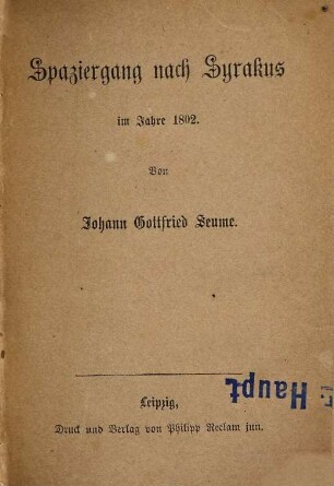 Spaziergang nach Syrakus im Jahre 1802