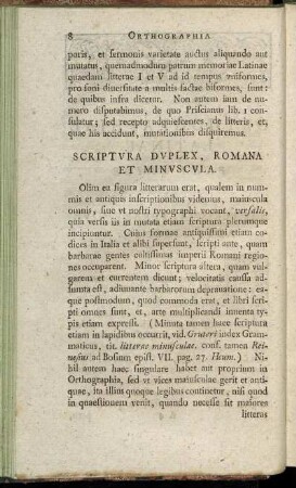 Scriptura Duplex, Romana et Minuscula.