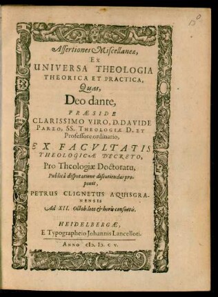 Assertiones Miscellaneae, Ex Universa Theologia Theorica Et Practica