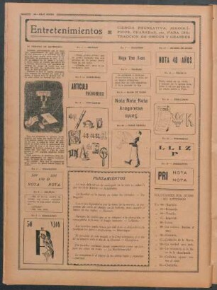 Entretenimientos : Ciencia recreativa, jeroglíficos, charadas, etc. para distracción de chicos y grandes