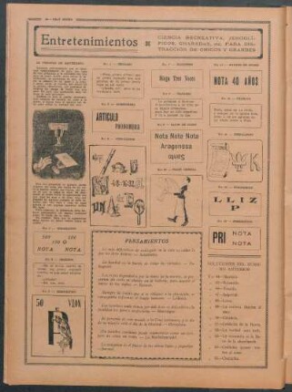 Entretenimientos : Ciencia recreativa, jeroglíficos, charadas, etc. para distracción de chicos y grandes