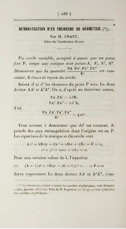Démonstration d'un théoréme de géométrie.