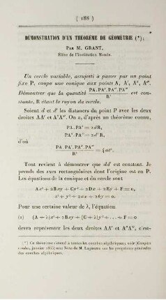 Démonstration d'un théoréme de géométrie.