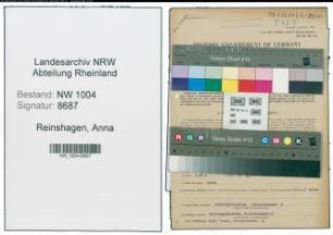 Entnazifizierung Anna Reinshagen , geb. 03.03.1903 (Kaufm.Angestellte)