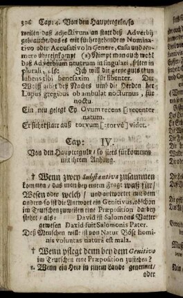 Cap. IV. Von den Hauptregula, so stets fürkommen mit ihrem Anhang.