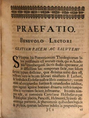 Praenotationes theologicae contra naturalistarum et fanaticorum omne genus ... custodiendae