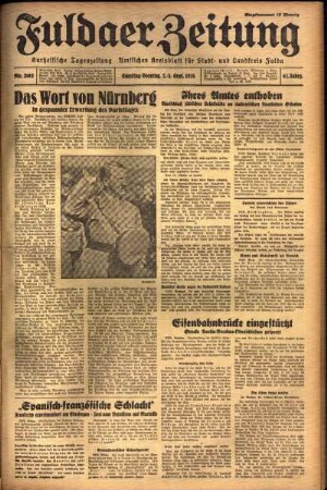 Ausgabe vom Samstag, den 03. September 1938.