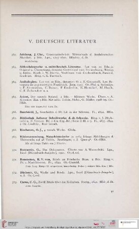 V. Deutsche Literatur (Nr. 362 - 504)