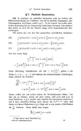 § 7. Partielle Summation.