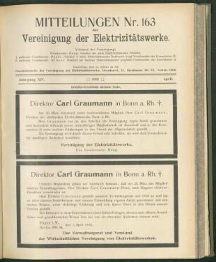 Mitteilung Nr. 163. Jg. 14, April 1915
