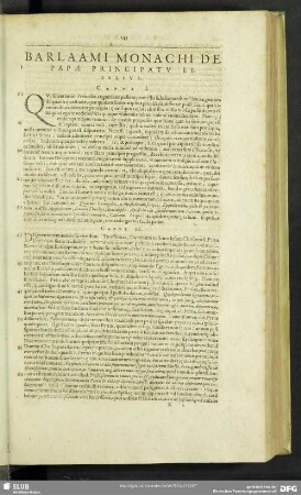 Barlaami Monachi De Papae Principatu Libellus