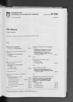 109. Sitzung