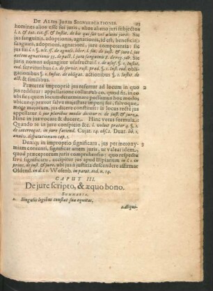 Caput III. De iure scripto, & aequo bono.