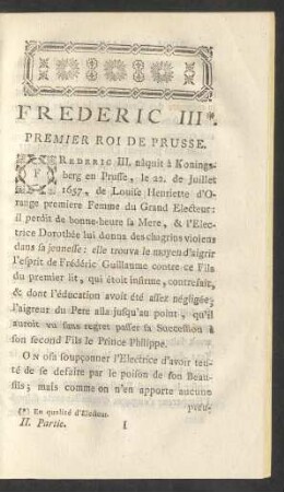 Frederic III. Premier Roi De Prusse