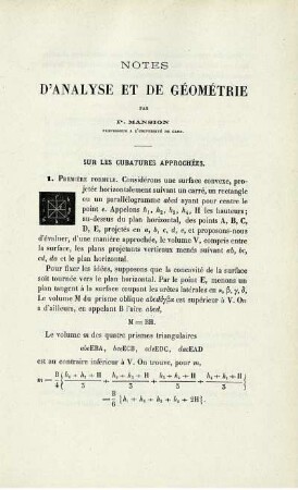 NOTES D'ANALYSE ET DE GÉOMÉTRIE.