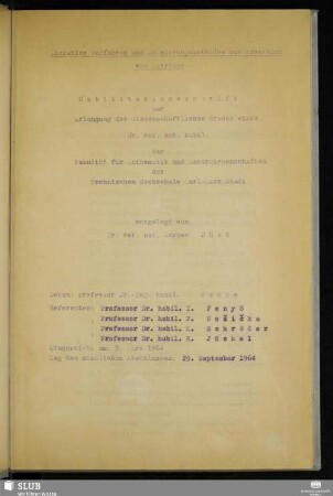 Iterative Verfahren und Abänderungsmethoden zur Inversion von Matrizen