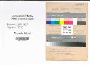 Entnazifizierung Alfred Munsch , geb. 14.10.1911 (Steuerinspektor)