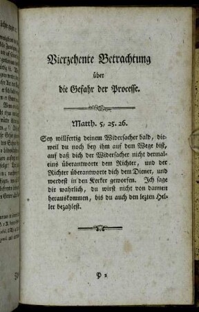 Vierzehente Betrachtung über die Gefahr der Processe.
