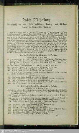 Achte Abtheilung. Verzeichniß der deutsch-katholischen Prediger und Kirchendiener im Königreiche Sachsen