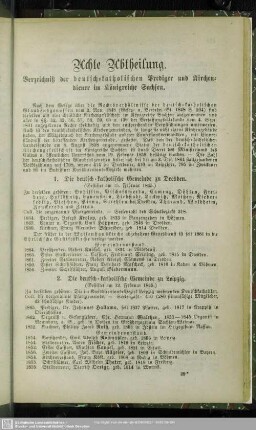 Achte Abtheilung. Verzeichniß der deutsch-katholischen Prediger und Kirchendiener im Königreiche Sachsen